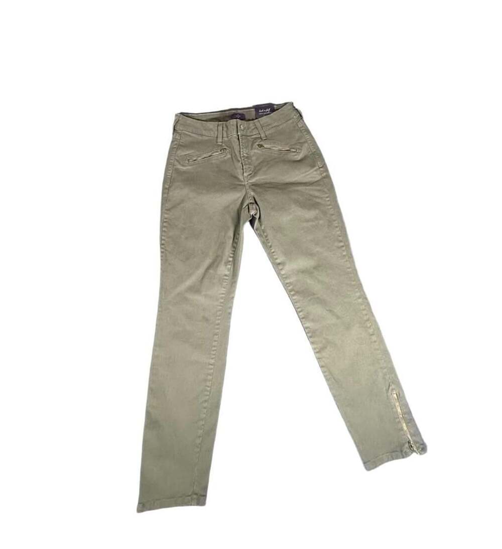 NYDJ Legging Pants Green Zip Ankle Size 6